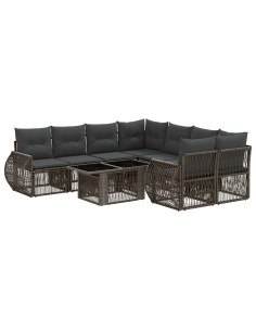 Set Divano da Giardino 9 pz Grigio e Grigio Scuro polyrattan 2
