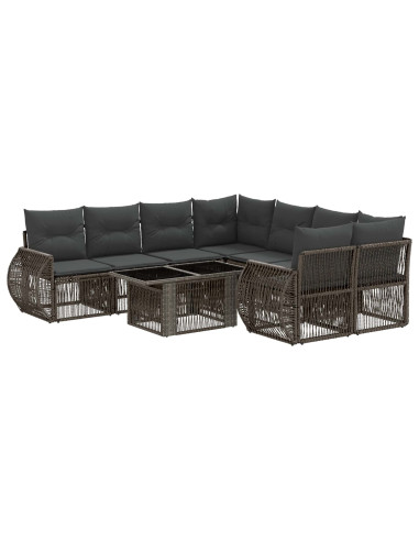 Set Divano da Giardino 9 pz Grigio e Grigio Scuro polyrattan