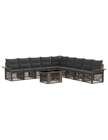 Set Divano da Giardino 10 pz Grigio e Grigio Scuro polyrattan