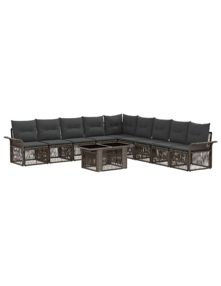 Set Divano da Giardino 10 pz Grigio e Grigio Scuro polyrattan