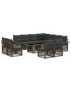 Set Divano da Giardino 12 pz Grigio e Grigio Scuro polyrattan 2