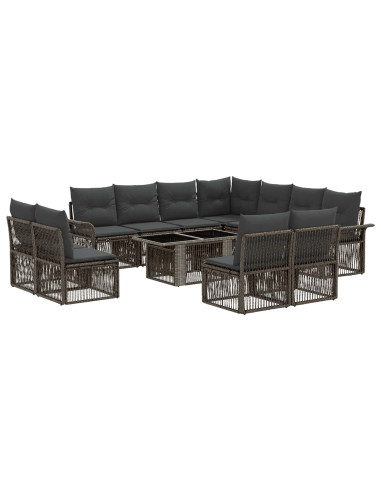 Set Divano da Giardino 12 pz Grigio e Grigio Scuro polyrattan