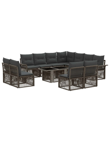 Set Divano da Giardino 12 pz Grigio e Grigio Scuro polyrattan
