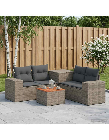 Set di divani 6 pz Grigio e Grigio Scuro