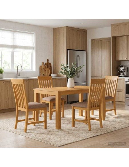 Set da pranzo 5 pz Grigio Legno di Quercia Massello