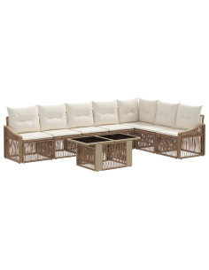 Set Divano da Giardino 8 pz Beige e Bianco Crema polyrattan 2