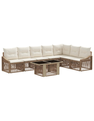 Set Divano da Giardino 8 pz Beige e Bianco Crema polyrattan