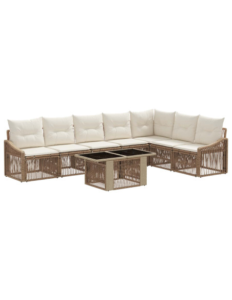Set Divano da Giardino 8 pz Beige e Bianco Crema polyrattan