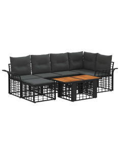 Set Divano da Giardino 7 pz Nero e Grigio scuro polyrattan 2