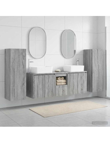 Set di mobili per il bagno 5 pz Sonoma grigio