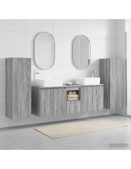 Set di mobili per il bagno 5 pz Sonoma grigio