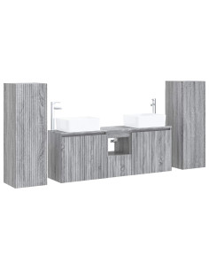 Set di mobili per il bagno 5 pz Sonoma grigio 2