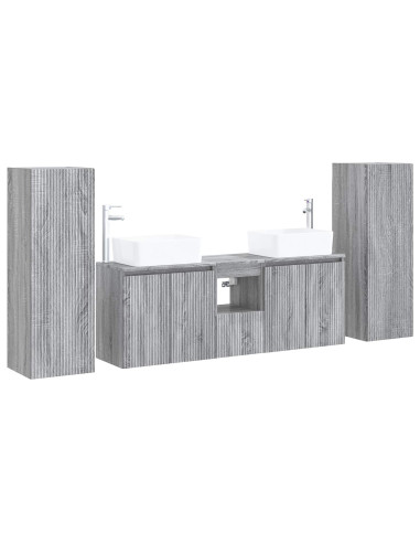 Set di mobili per il bagno 5 pz Sonoma grigio