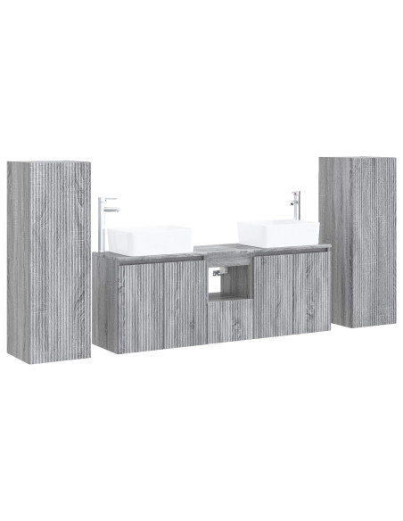 Set di mobili per il bagno 5 pz Sonoma grigio
