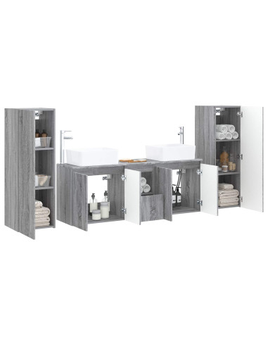 Set di mobili per il bagno 5 pz Sonoma grigio