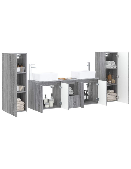 Set di mobili per il bagno 5 pz Sonoma grigio