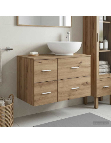Set di mobili per il bagno 2 pz Rovere Artigianale