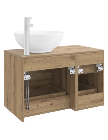 Set di mobili per il bagno 2 pz Rovere Artigianale