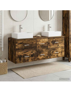 Set di Armadi da Bagno 3 pz Rovere Fumo 49,5 x 41 x 62,5 cm