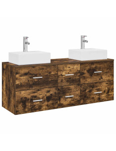 Set di Armadi da Bagno 3 pz Rovere Fumo 49,5 x 41 x 62,5 cm 2