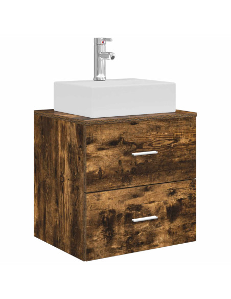 Set di Armadi da Bagno 3 pz Rovere Fumo 49,5 x 41 x 62,5 cm