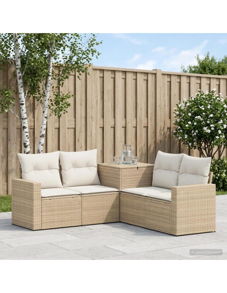 Set di divani 5 pz Beige e Bianco Crema