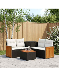 Set di divani 6 pz Nero e Bianco Crema
