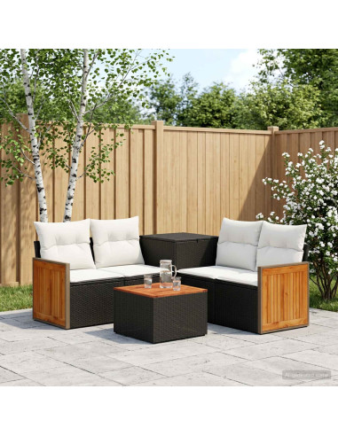 Set di divani 6 pz Nero e Bianco Crema