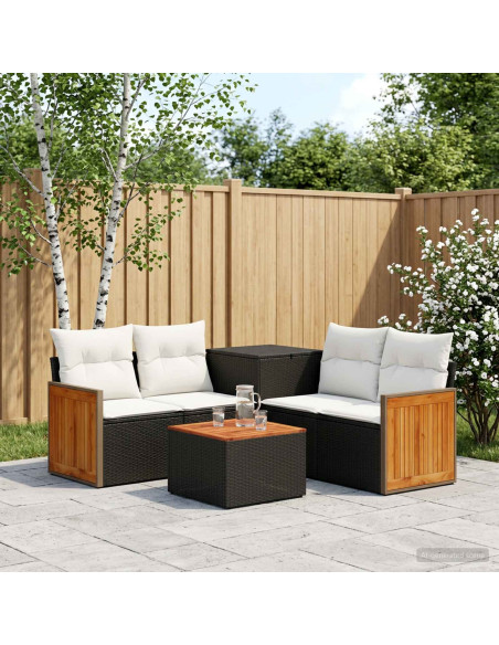 Set di divani 6 pz Nero e Bianco Crema