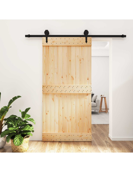 Porta scorrevole Naturale e Nero 100 x 210 cm
