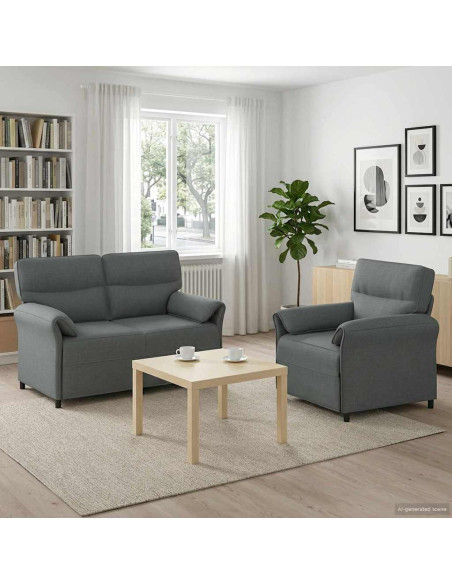 Set di divani 2 pz Grigio Scuro Tessuto