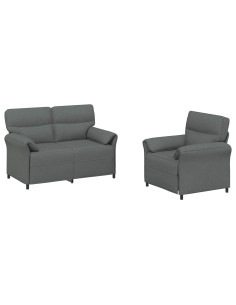 Set di divani 2 pz Grigio Scuro Tessuto 2