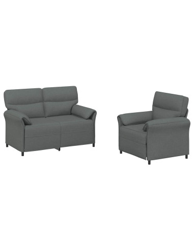 Set di divani 2 pz Grigio Scuro Tessuto