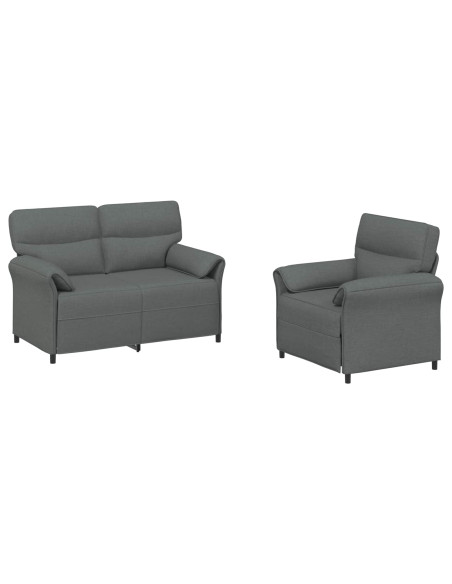 Set di divani 2 pz Grigio Scuro Tessuto