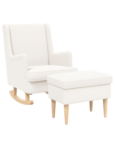 Poltrona con Ottomano 2 pz Crema Bouclé