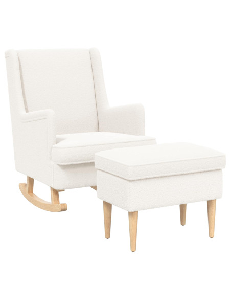 Poltrona con Ottomano 2 pz Crema Bouclé