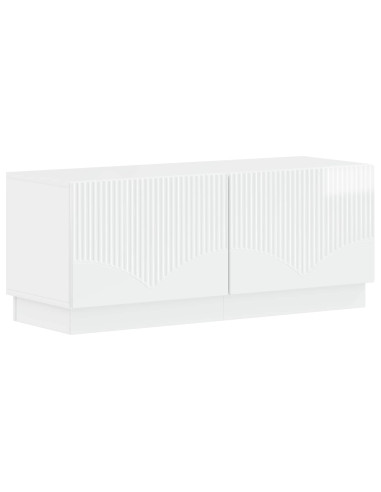 Mobile TV LED a 5 pezzi Bianco Lucido Legno ingegnerizzato