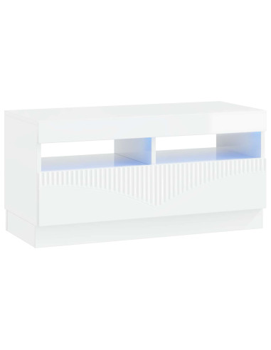 Mobile TV LED a 5 pezzi Bianco Lucido Legno ingegnerizzato