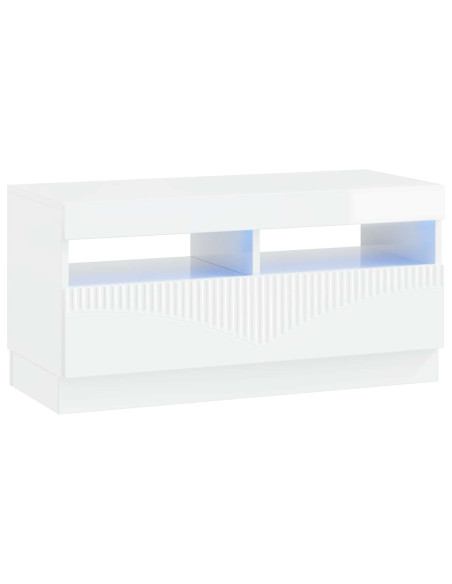 Mobile TV LED a 5 pezzi Bianco Lucido Legno ingegnerizzato