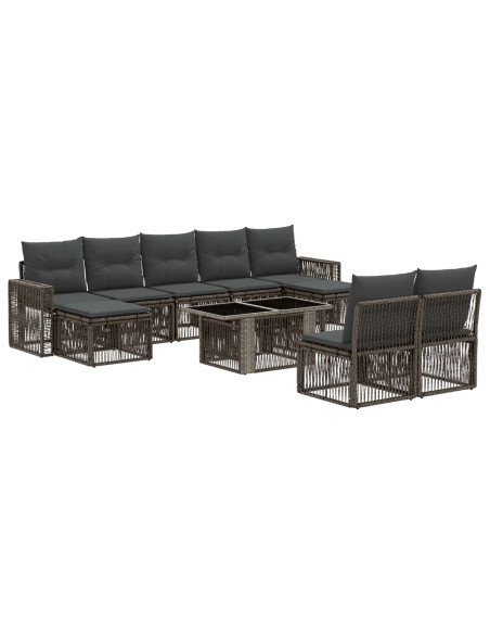 Set Divano da Giardino 10 pz Grigio e Grigio Scuro polyrattan