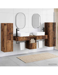 Set di mobili per il bagno 5 pz Legno antico 33 x 34,5 x 100 cm