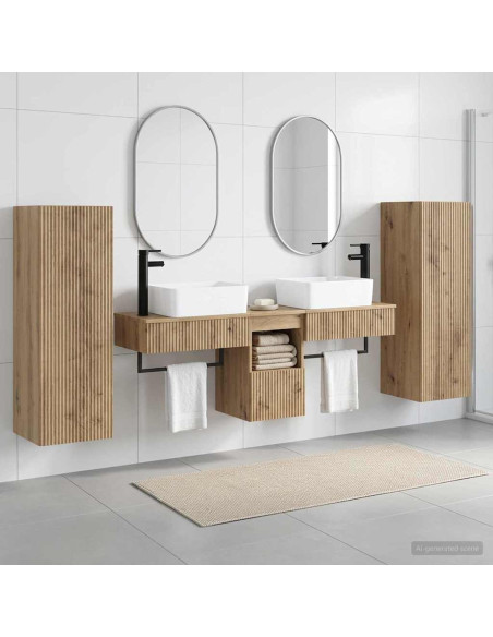 Set di mobili per il bagno 5 pz Rovere Artigianale