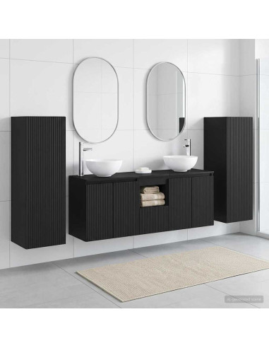 Set di mobili per il bagno 5 pz Nero 33 x 34,5 x 100 cm