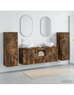 Set di mobili per il bagno 5 pz Rovere Fumo 33 x 34,5 x 100 cm