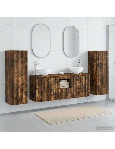 Set di mobili per il bagno 5 pz Rovere Fumo 33 x 34,5 x 100 cm