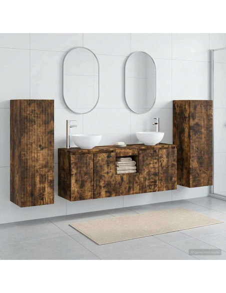Set di mobili per il bagno 5 pz Rovere Fumo 33 x 34,5 x 100 cm