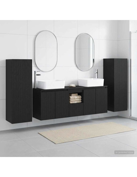 Set di mobili per il bagno 5 pz Nero 33 x 34,5 x 100 cm