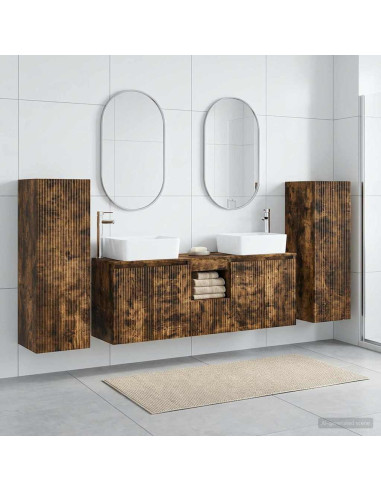Set di mobili per il bagno 5 pz Rovere Fumo 33 x 34,5 x 100 cm