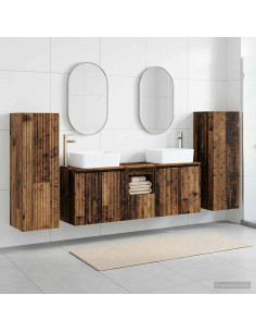 Set di mobili per il bagno 5 pz Legno antico 33 x 34,5 x 100 cm