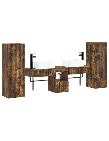 Set di mobili per il bagno 5 pz Rovere Fumo 33 x 34,5 x 100 cm